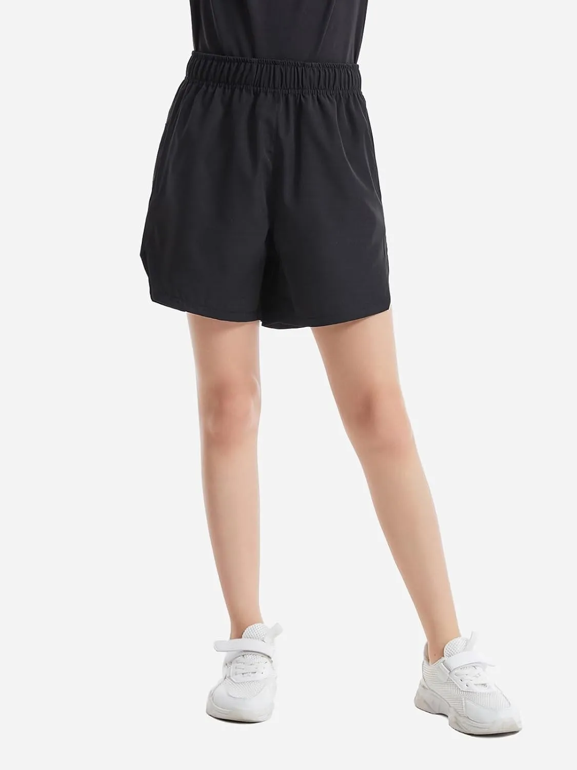 4 Pack Girls Athletic Shorts,Girls Basketball Shorts,Kids Workout Soccer Short for Girl with Drawstring & Pockets