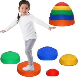 5Pcs Non-Slip Plastic Balance Stepping Stones for kidsIndoor Outdoor Exercise Blocks Promote Coordination, Balance, Skills Obstacle Courses Sensory Toys for Toddlerssensory toys for kids with autism