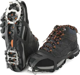 Crampons Ice Cleats Traction Snow Grips for Boots Shoes Women Men Anti Slip with Seamless Welded Steel Crampons for Hiking Fishing Walking