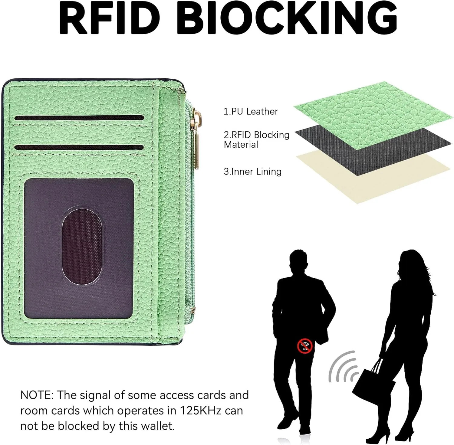 Credit Card Holder for Women Slim Minimalist Front Pocket RFID Blocking Wallet Small Compact Card Case with ID Window, Green