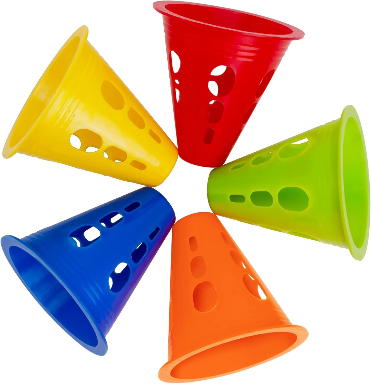 Famgee 3 Inch Plastic Windproof Slalom Cones Inline Roller Skating Cones Pile Cup Roadblocks Traffic Road Cones Set with Holes for Skate Practice Sport Training