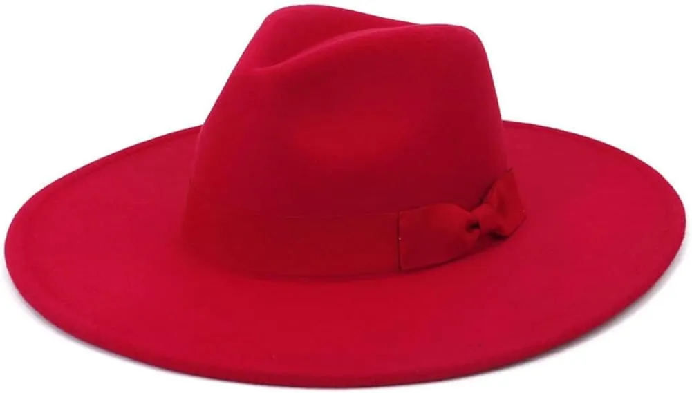 Fashion Unise Fashion Wide WooBelt Flat Top Fedora Hat Party Church Hats Cap