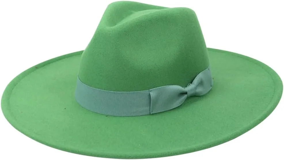 Fashion Unise Fashion Wide WooBelt Flat Top Fedora Hat Party Church Hats Cap