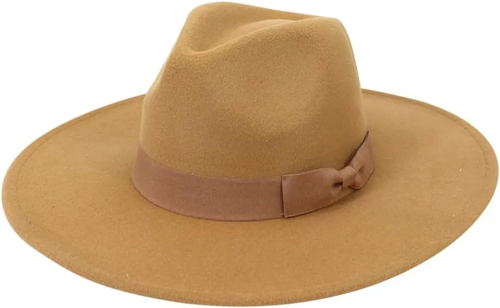 Fashion Unise Fashion Wide WooBelt Flat Top Fedora Hat Party Church Hats Cap