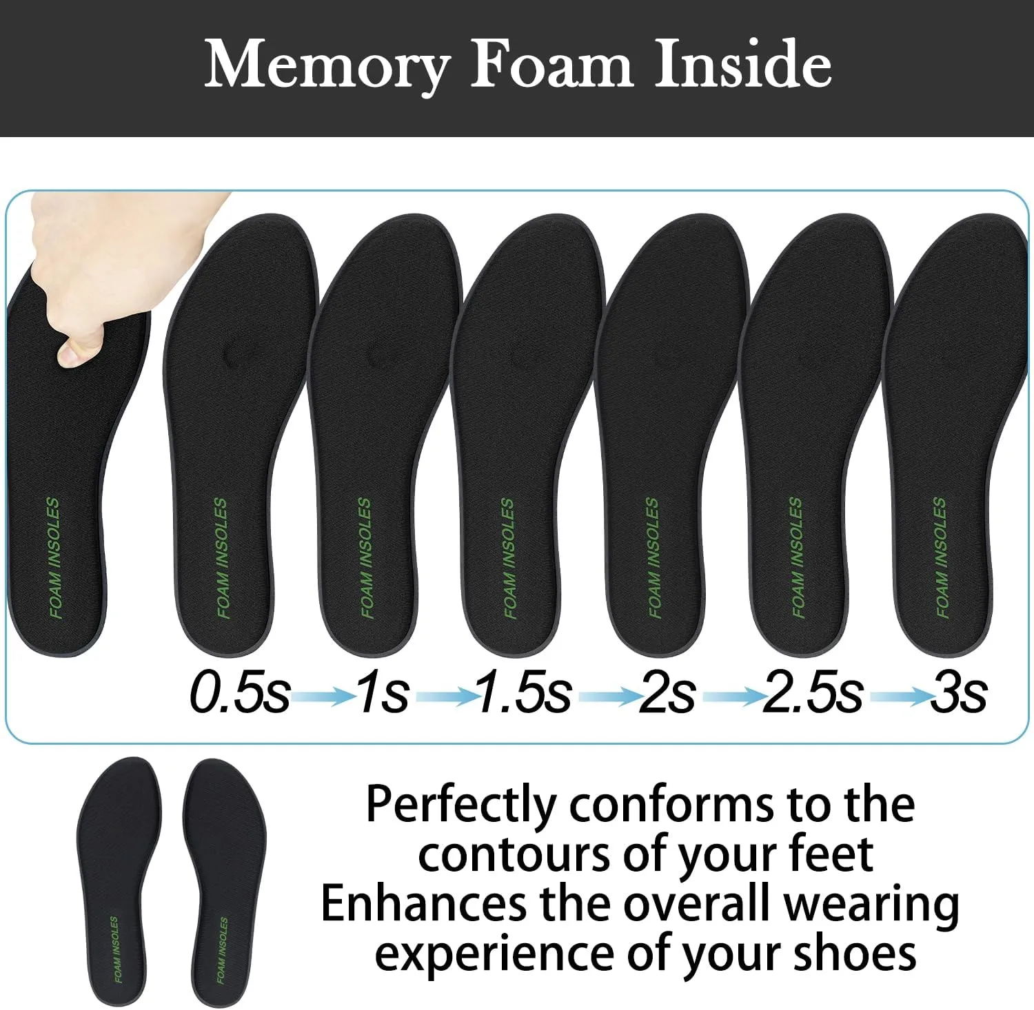 Memory Foam Insoles for Skechers Shoes, Replacement Inserts for Sneakers, Cushioned Inner Soles for Comfort and Foot Pain Relief