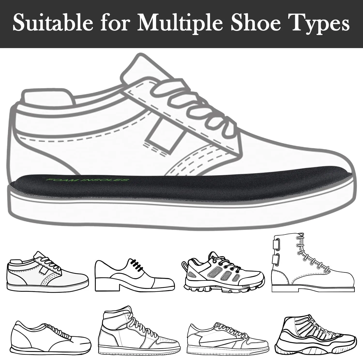 Memory Foam Insoles for Skechers Shoes, Replacement Inserts for Sneakers, Cushioned Inner Soles for Comfort and Foot Pain Relief
