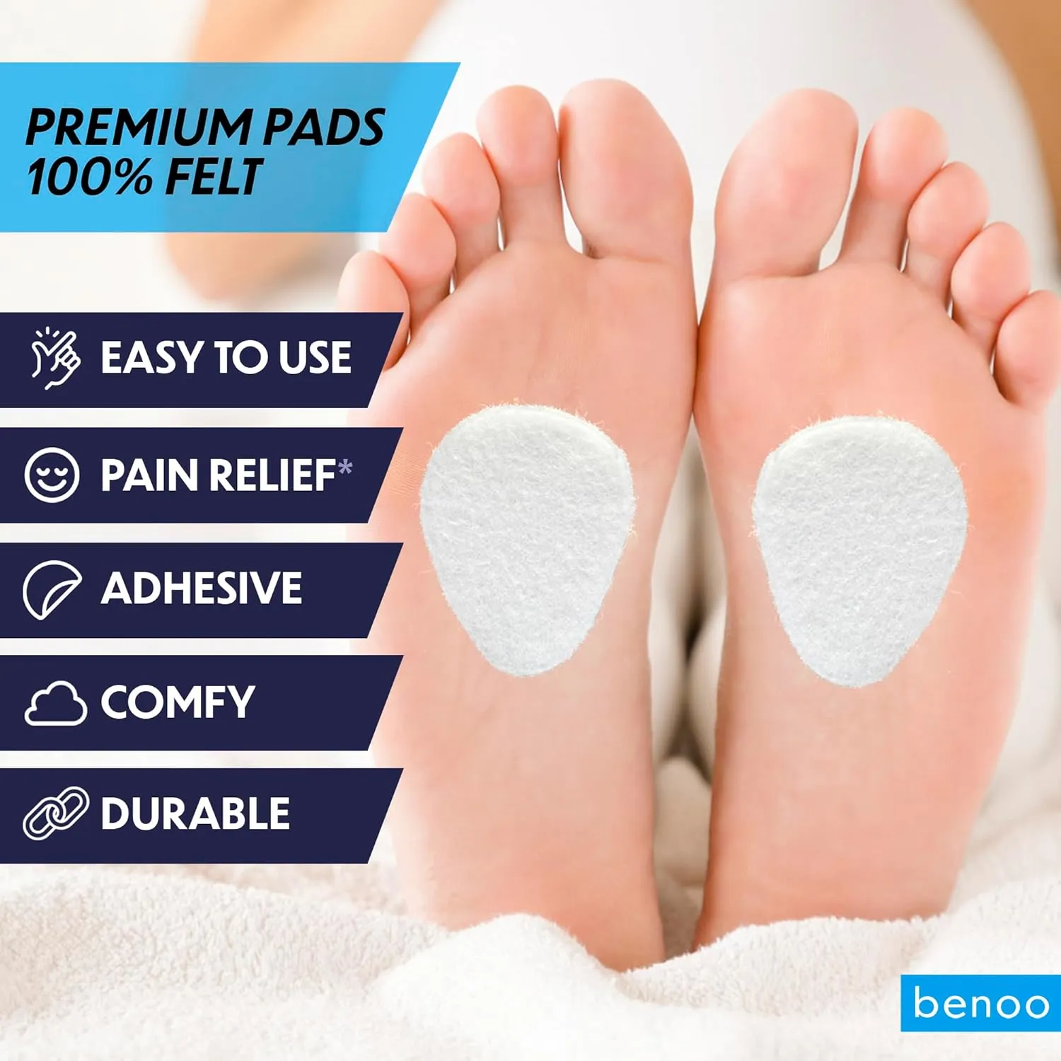 Metatarsal Pads Felt Foot Pads for Pain Relief for Women & Men [1/4" Thick] Ball of Foot Cushions, Metatarsalgia, Forefoot and Sole Support, Mortons Neuroma (One Size Fits All, 24, Count)