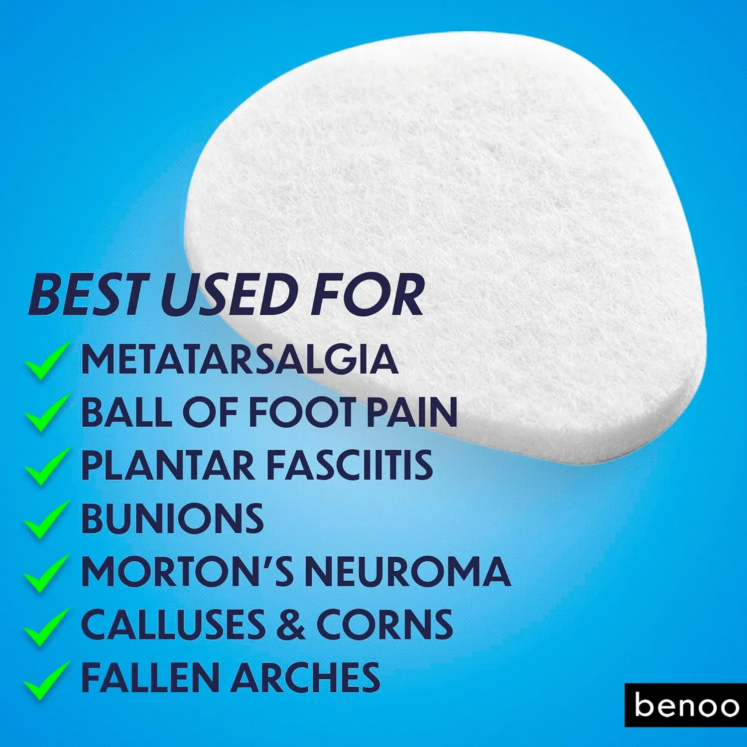 Metatarsal Pads Felt Foot Pads for Pain Relief for Women & Men [1/4" Thick] Ball of Foot Cushions, Metatarsalgia, Forefoot and Sole Support, Mortons Neuroma (One Size Fits All, 24, Count)
