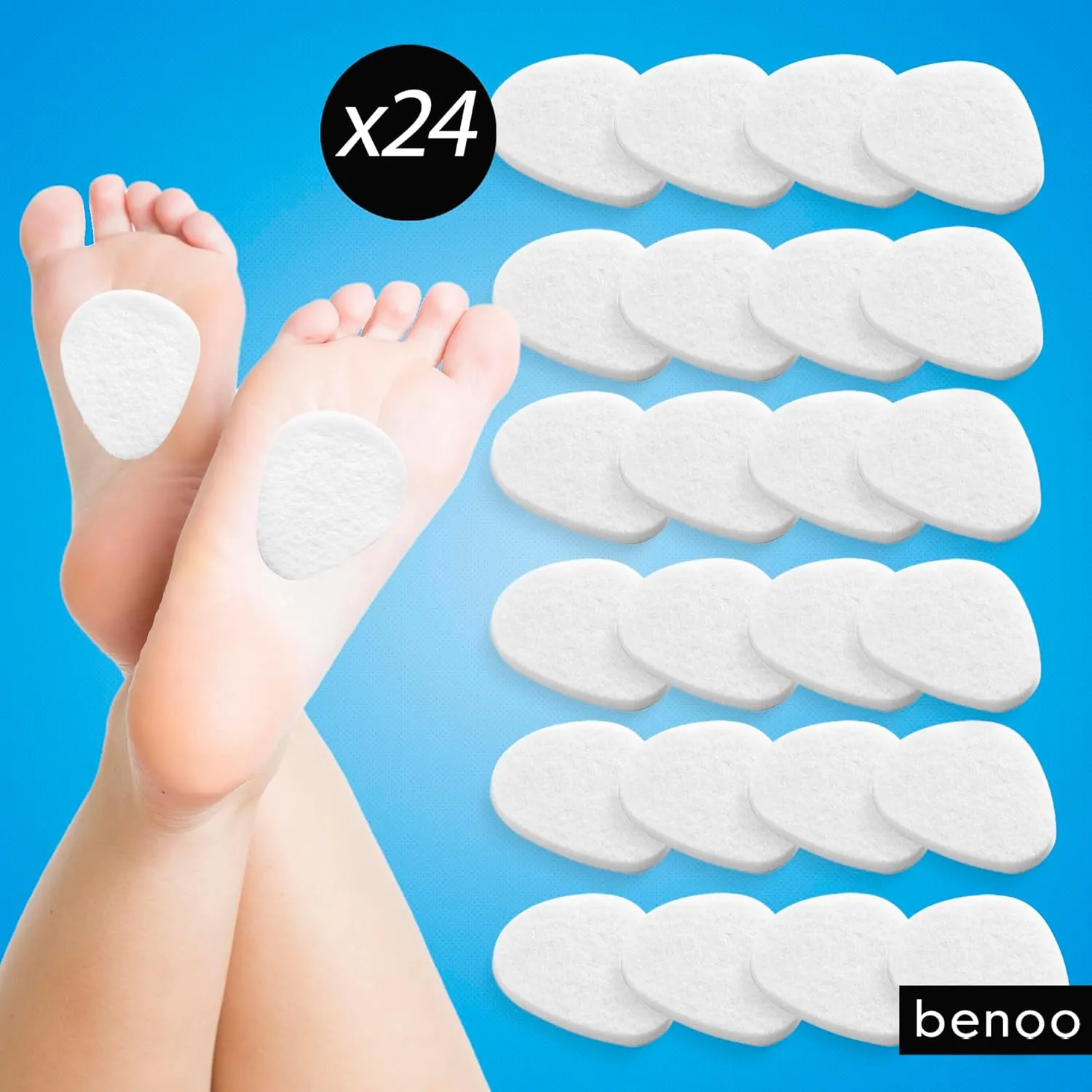 Metatarsal Pads Felt Foot Pads for Pain Relief for Women & Men [1/4" Thick] Ball of Foot Cushions, Metatarsalgia, Forefoot and Sole Support, Mortons Neuroma (One Size Fits All, 24, Count)