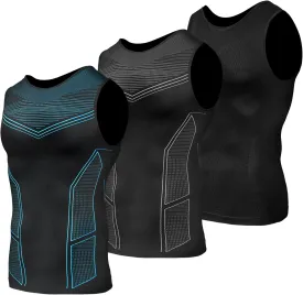 Odoland 3 Pack Men Compression Shirt, Tummy Control Slimming Undershirt Tank Top Men Body Shaper