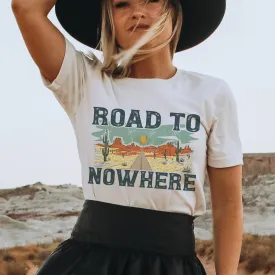 Road To Nowhere Bella Canvas® Unisex Jersey Short Sleeve Tee in Natural, White, Dark Heather or Heather Olive Desert Cactus T-Shirt