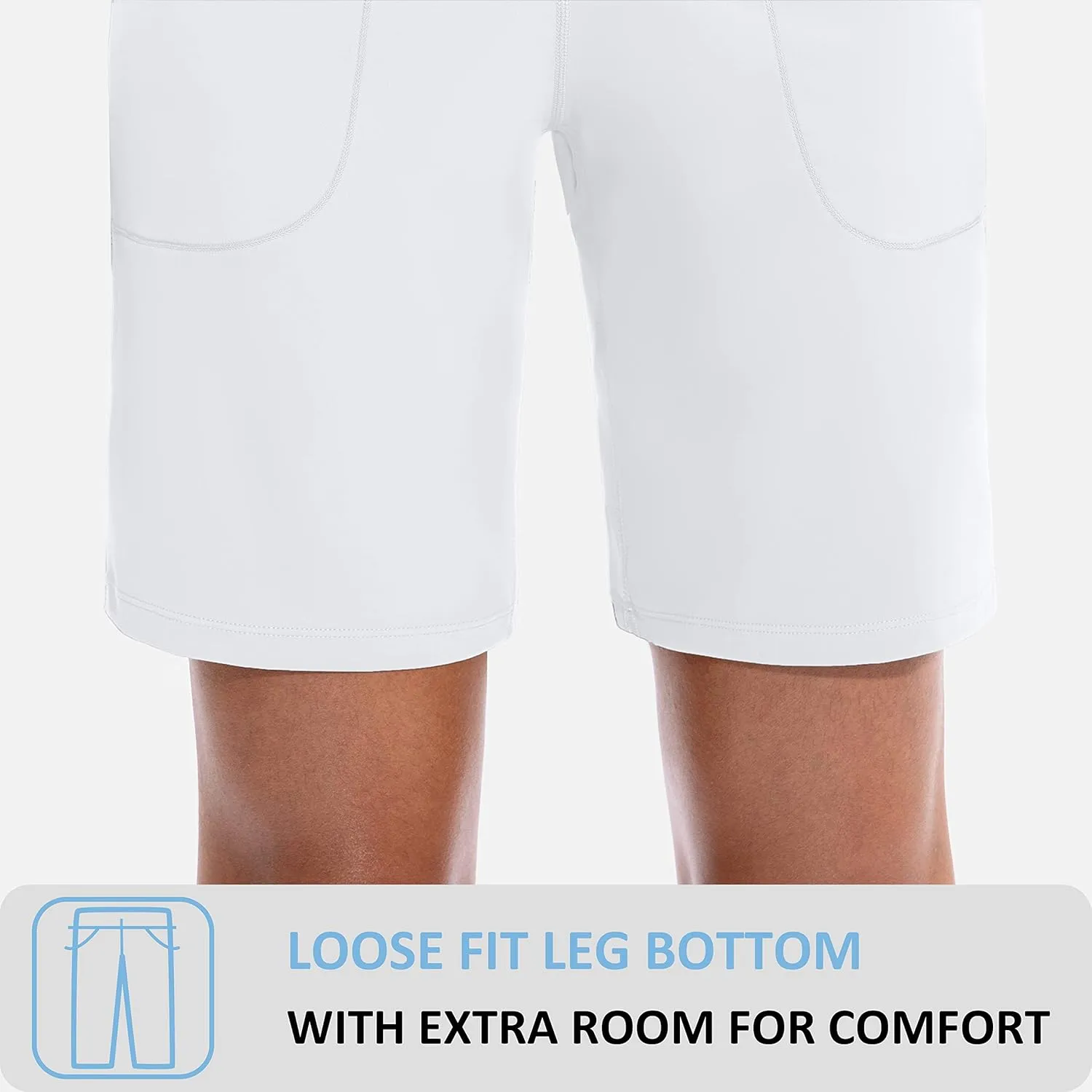 SANTINY Bermuda Shorts for Women with Zipper Pocket Womens High Waisted Long Shorts for Running Workout Athletic