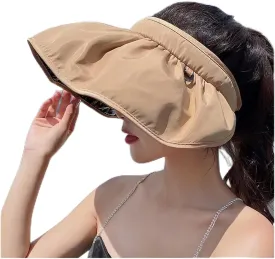 Shell Sun Hat Dual-use Headband Sun Hat Ladies Outdoor Beach Soft Foldable Wide-Brimmed Bucket Hat(E)