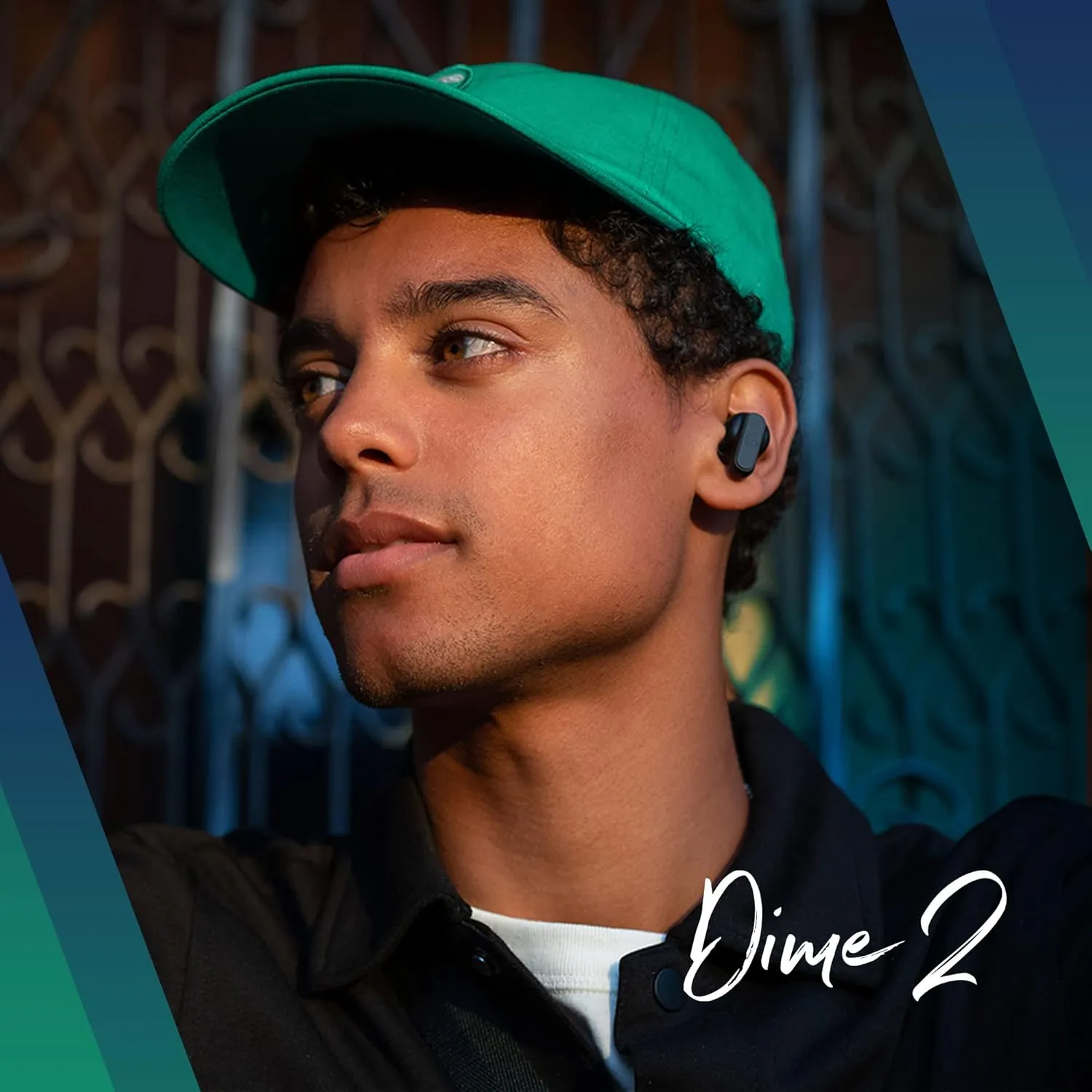 Skullcandy Dime 2 Wireless Earbuds, Bluetooth Headphones, Noise Isolating Fit, Up to 12 Hours Battery, Microphone for iPhone Android, Easy Carry with Integrated Lanyard - Dark Blue/Green