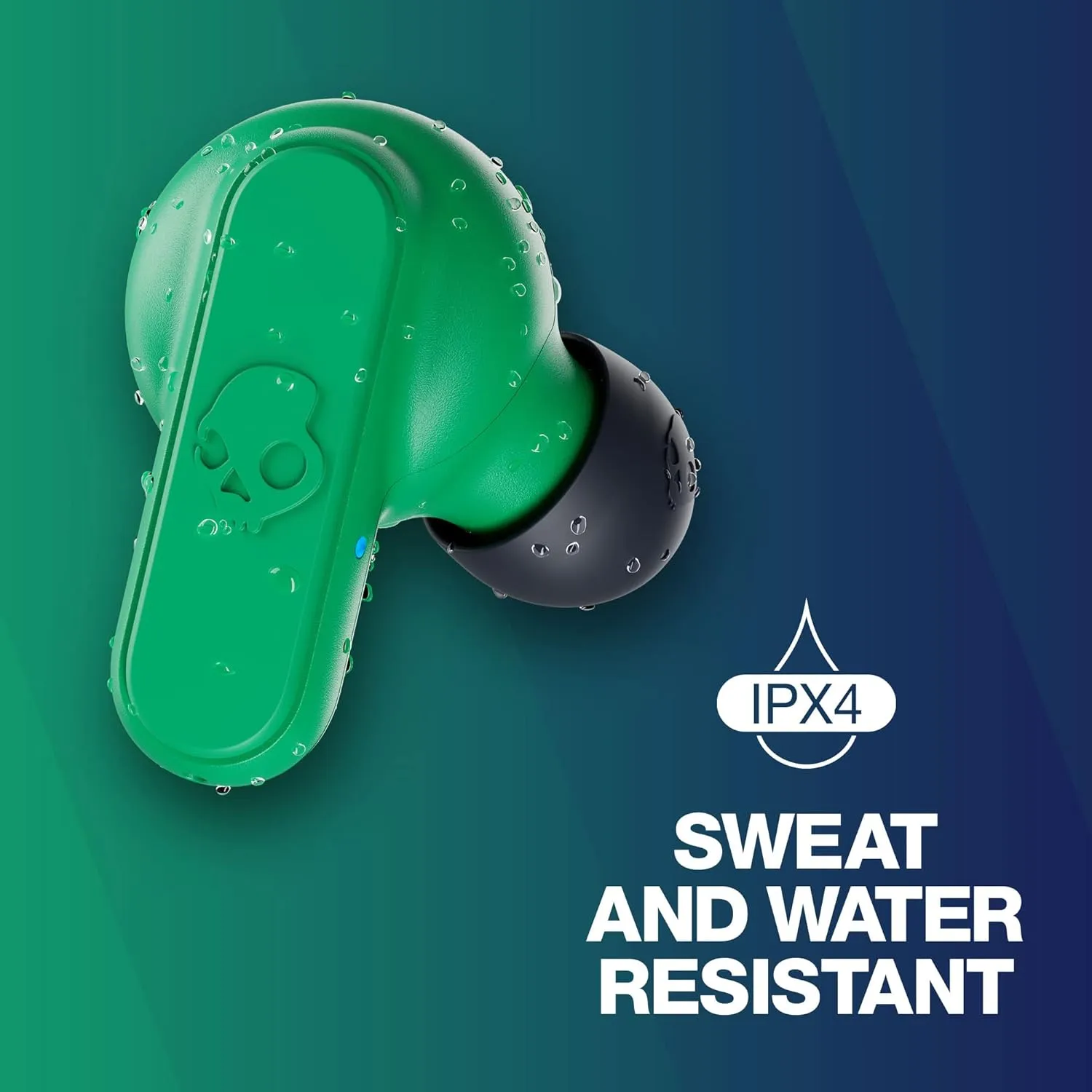 Skullcandy Dime 2 Wireless Earbuds, Bluetooth Headphones, Noise Isolating Fit, Up to 12 Hours Battery, Microphone for iPhone Android, Easy Carry with Integrated Lanyard - Dark Blue/Green