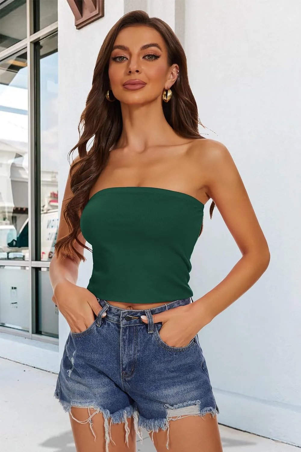 Summer Tube Tops Basic Crop Tops for Women Strapless Tank Casual Tunics Sexy Short Shirts