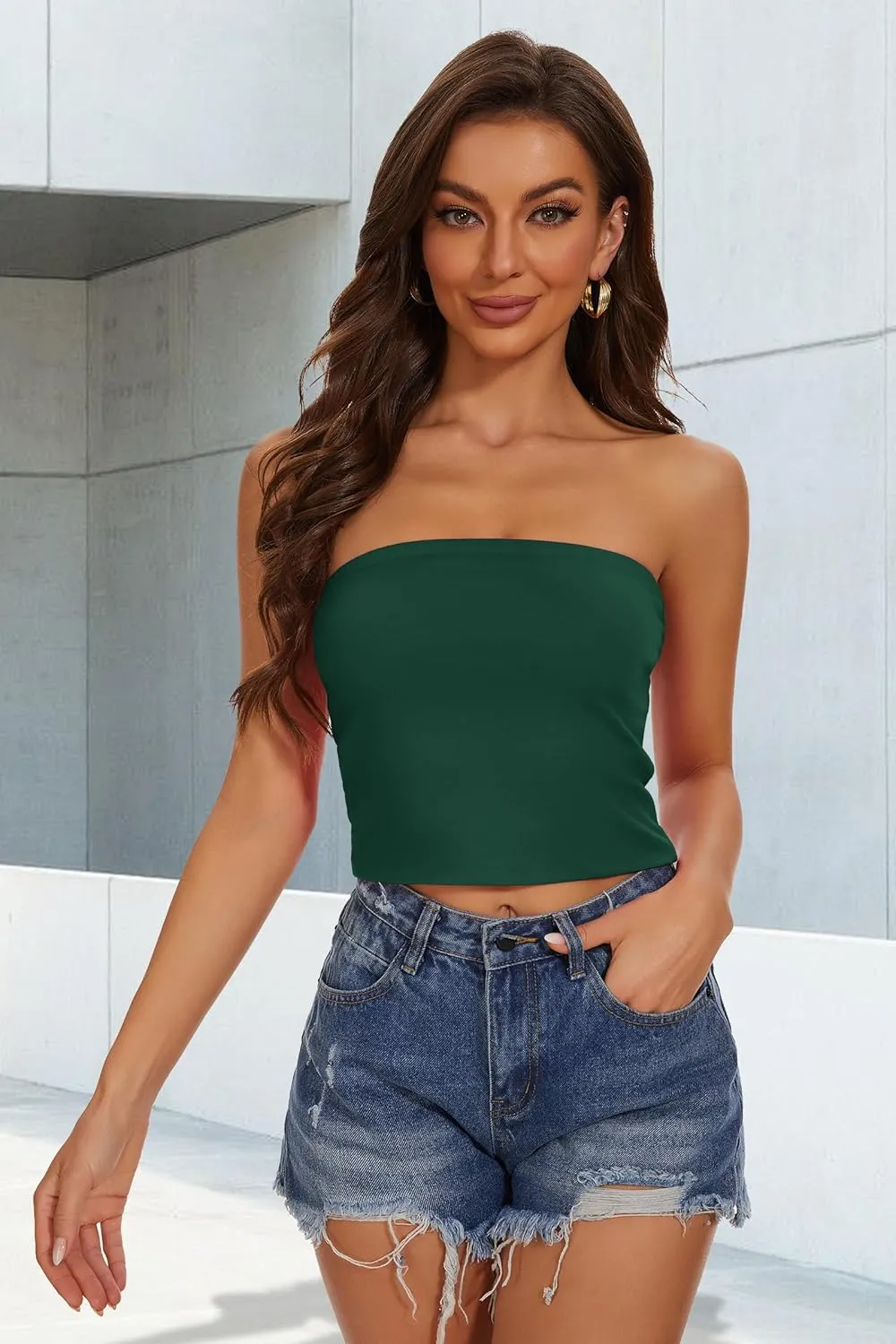 Summer Tube Tops Basic Crop Tops for Women Strapless Tank Casual Tunics Sexy Short Shirts