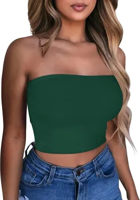 Summer Tube Tops Basic Crop Tops for Women Strapless Tank Casual Tunics Sexy Short Shirts