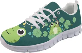 Wanyint Rainbow Stripes Print Women Tennis Sneakers Lace-up Walking Training Shoes Non Slip Sports Footwear