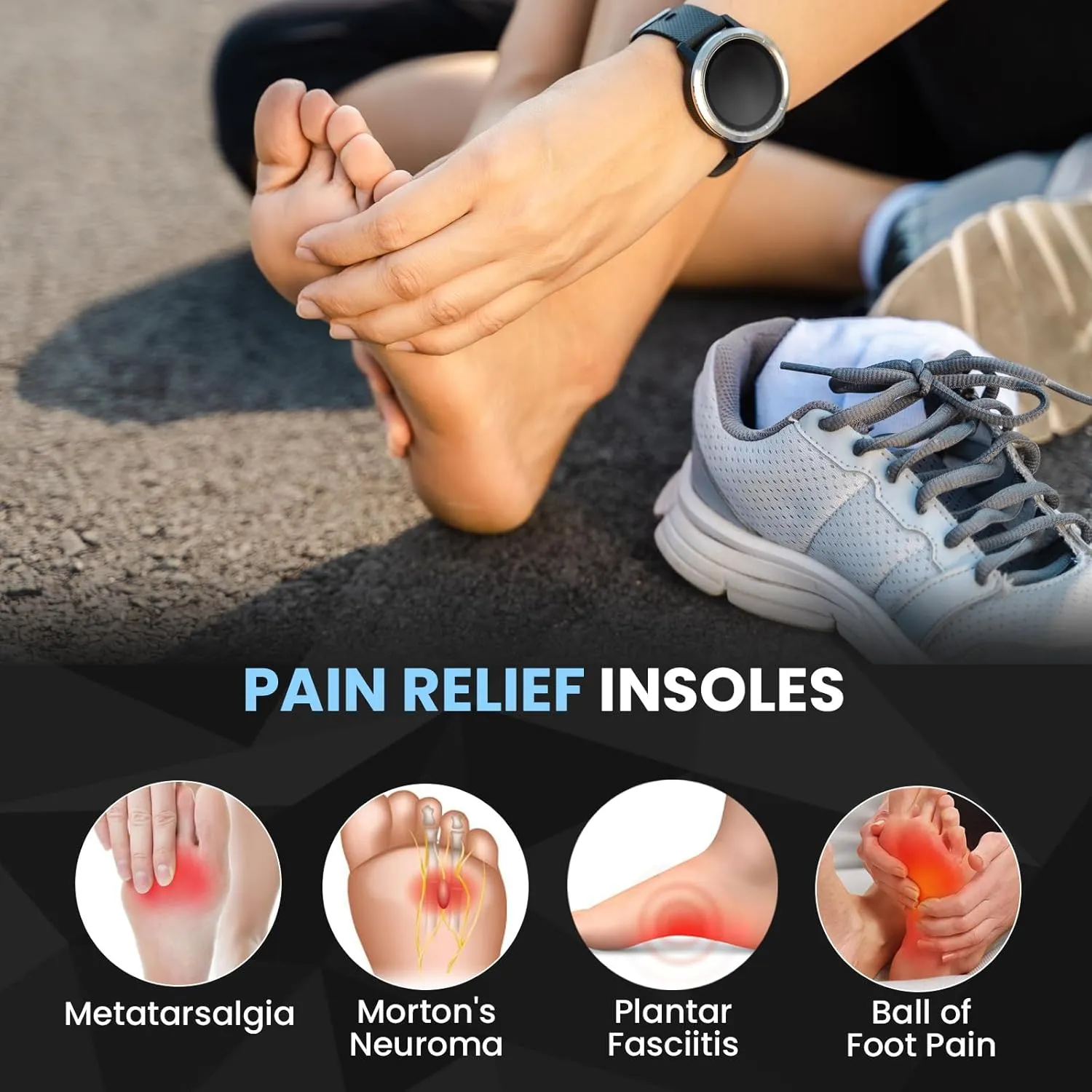 Welnove Arch Support Inserts for Men & Women | Orthotic Insoles for Plantar Fasciitis Relief, Morton's Neuroma and Foot Pain | Work Boot Insoles for All-Day Comfort - M-W: 7-8